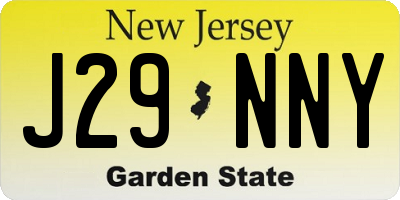 NJ license plate J29NNY