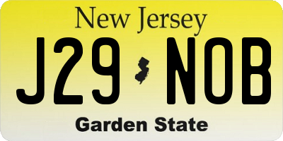 NJ license plate J29NOB