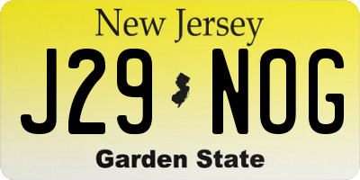 NJ license plate J29NOG