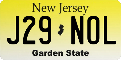 NJ license plate J29NOL