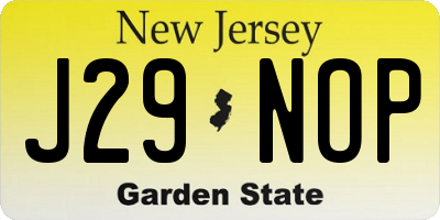 NJ license plate J29NOP