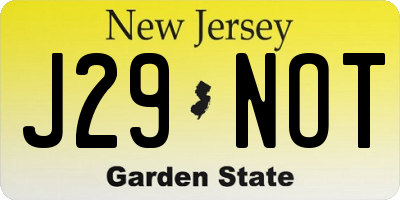 NJ license plate J29NOT