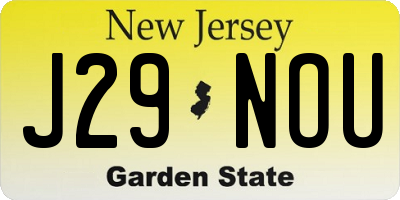 NJ license plate J29NOU
