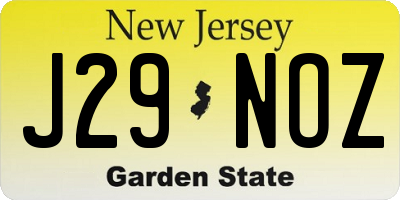 NJ license plate J29NOZ