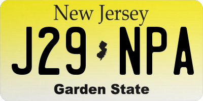 NJ license plate J29NPA