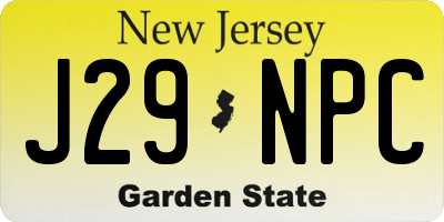 NJ license plate J29NPC