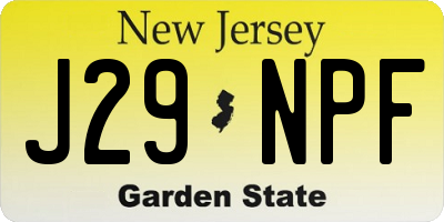 NJ license plate J29NPF