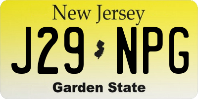 NJ license plate J29NPG