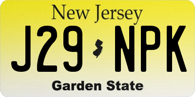 NJ license plate J29NPK