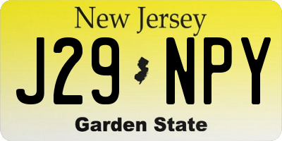NJ license plate J29NPY