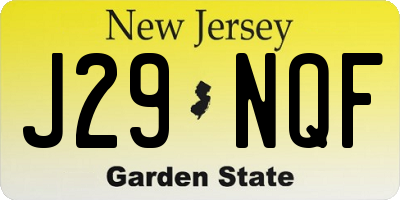 NJ license plate J29NQF