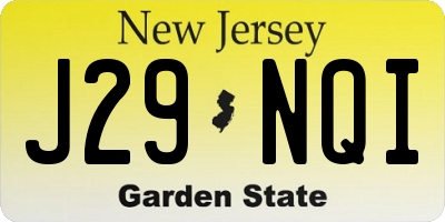 NJ license plate J29NQI