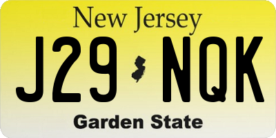 NJ license plate J29NQK