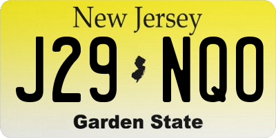 NJ license plate J29NQO