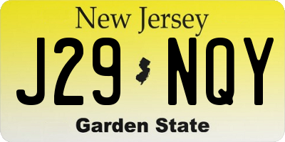 NJ license plate J29NQY