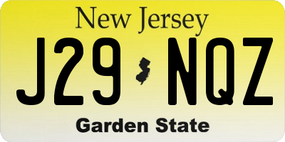 NJ license plate J29NQZ