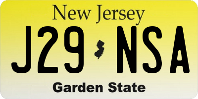 NJ license plate J29NSA
