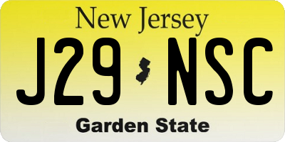 NJ license plate J29NSC