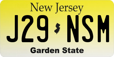 NJ license plate J29NSM