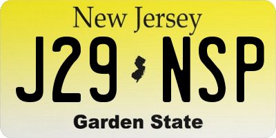 NJ license plate J29NSP