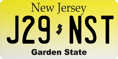 NJ license plate J29NST