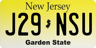 NJ license plate J29NSU