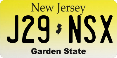 NJ license plate J29NSX