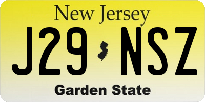 NJ license plate J29NSZ