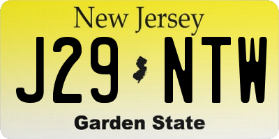 NJ license plate J29NTW