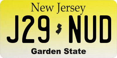 NJ license plate J29NUD