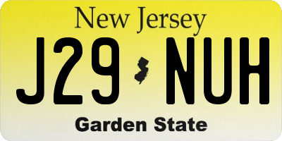 NJ license plate J29NUH