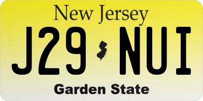 NJ license plate J29NUI