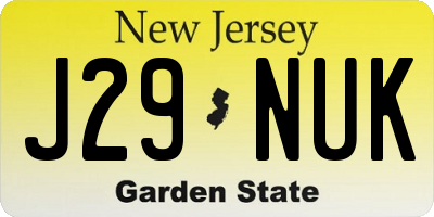 NJ license plate J29NUK