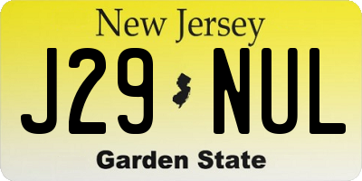 NJ license plate J29NUL