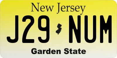 NJ license plate J29NUM