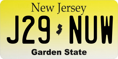 NJ license plate J29NUW