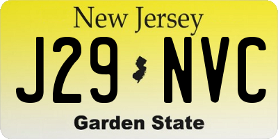 NJ license plate J29NVC