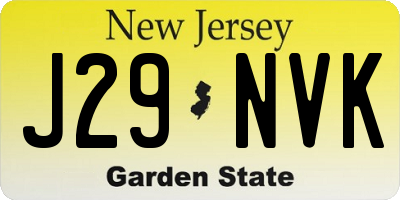 NJ license plate J29NVK