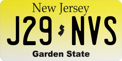 NJ license plate J29NVS