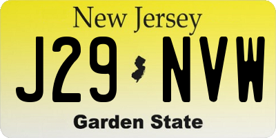 NJ license plate J29NVW