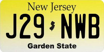 NJ license plate J29NWB