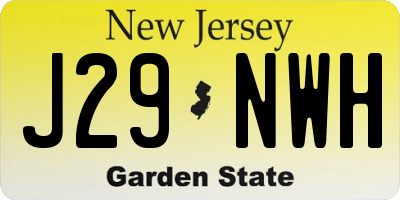 NJ license plate J29NWH
