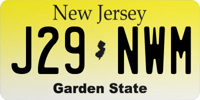 NJ license plate J29NWM