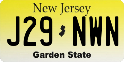 NJ license plate J29NWN