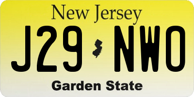 NJ license plate J29NWO