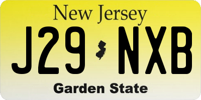 NJ license plate J29NXB