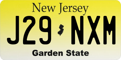 NJ license plate J29NXM