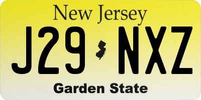 NJ license plate J29NXZ