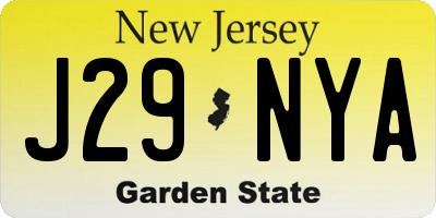 NJ license plate J29NYA