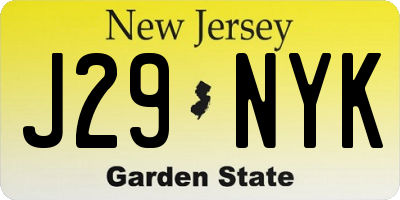 NJ license plate J29NYK